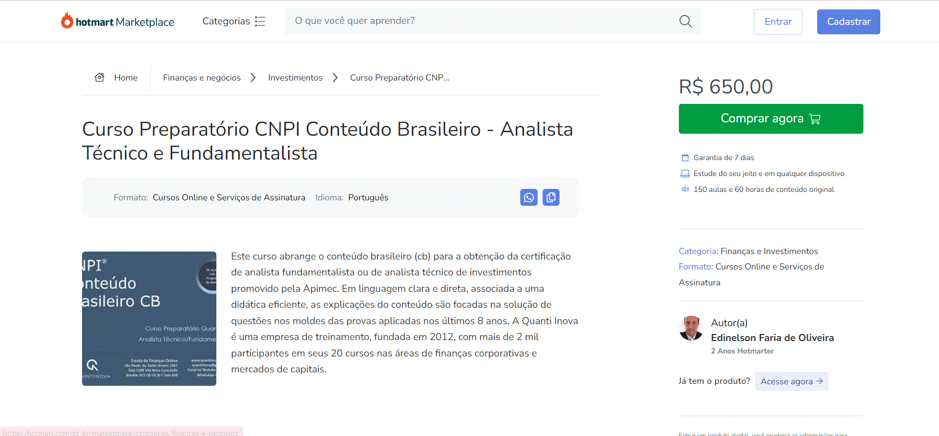 Curso Preparatório CNPI Conteúdo Brasileiro - Analista Técnico e Fundamentalista